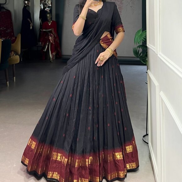 CHANDERI COTTON LEHENGA CHOLI - Picture 1 of 15